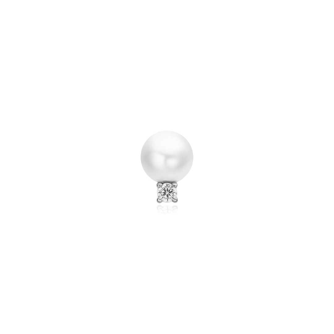 Ania Haie Silver Shell Pearl with Sparkling Accent Barbell Single Earring - B &amp; S Lyncris Jewellers