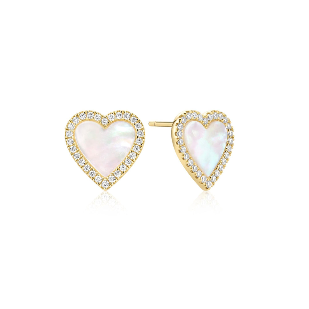 Ania Haie Gold Mother of Pearl Halo Heart Stud Earrings - B &amp; S Lyncris Jewellers