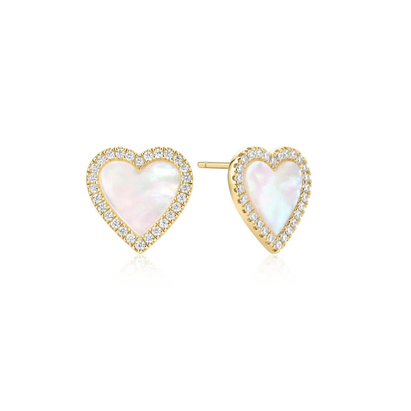 Ania Haie Gold Mother of Pearl Halo Heart Stud Earrings - B & S Lyncris Jewellers