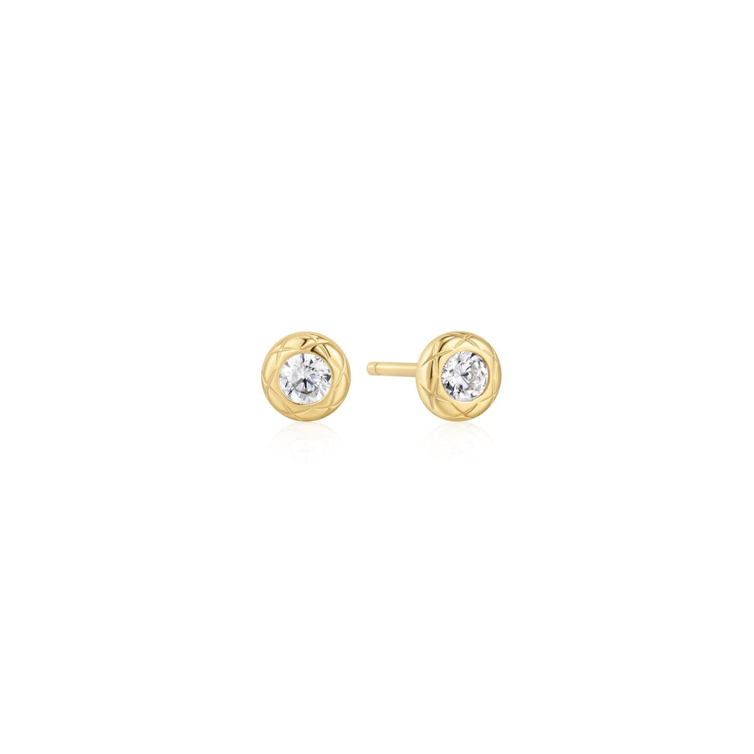 Ania Haie Gold Textured Bezel-Set Stud Earrings - B &amp; S Lyncris Jewellers