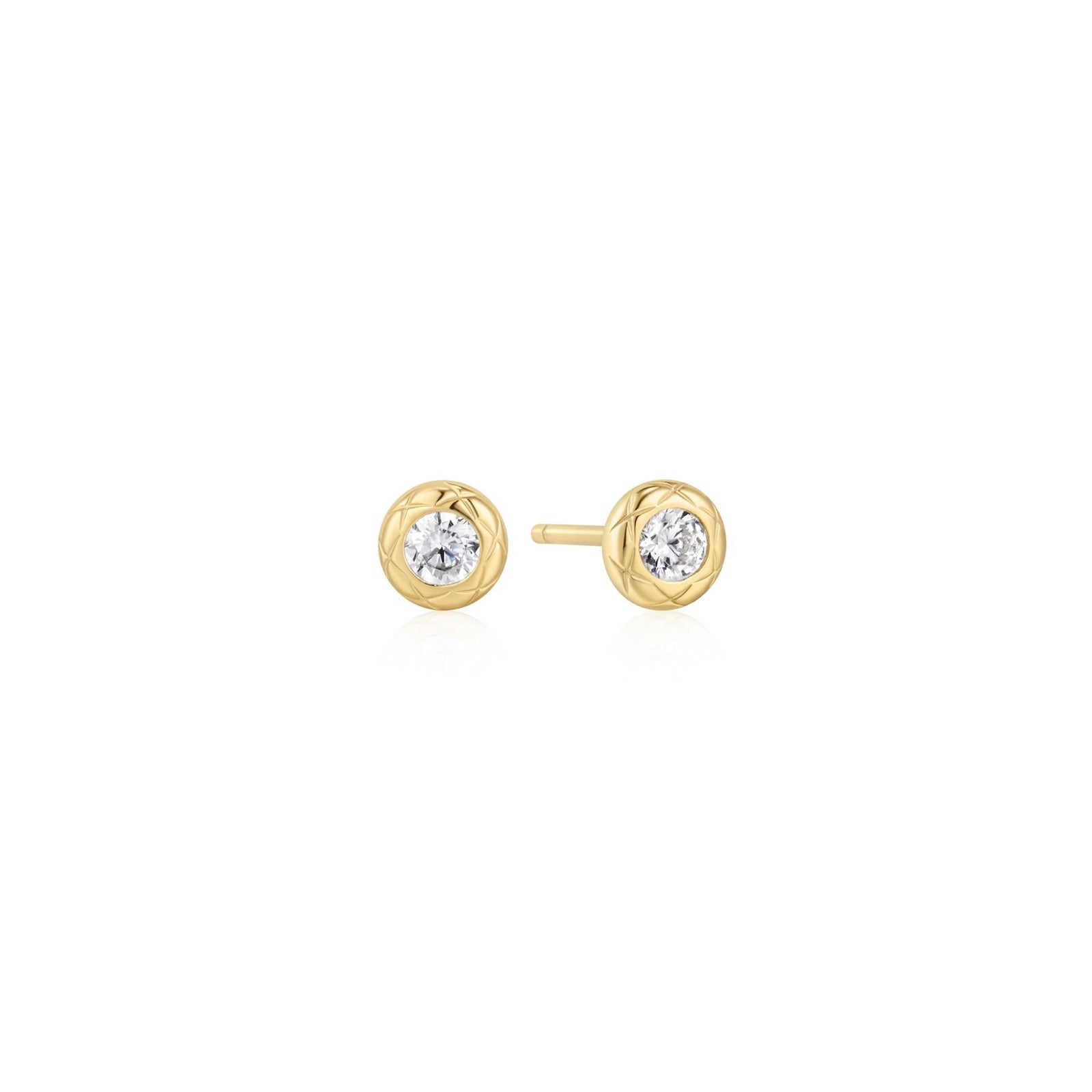Ania Haie Gold Textured Bezel-Set Stud Earrings - B & S Lyncris Jewellers