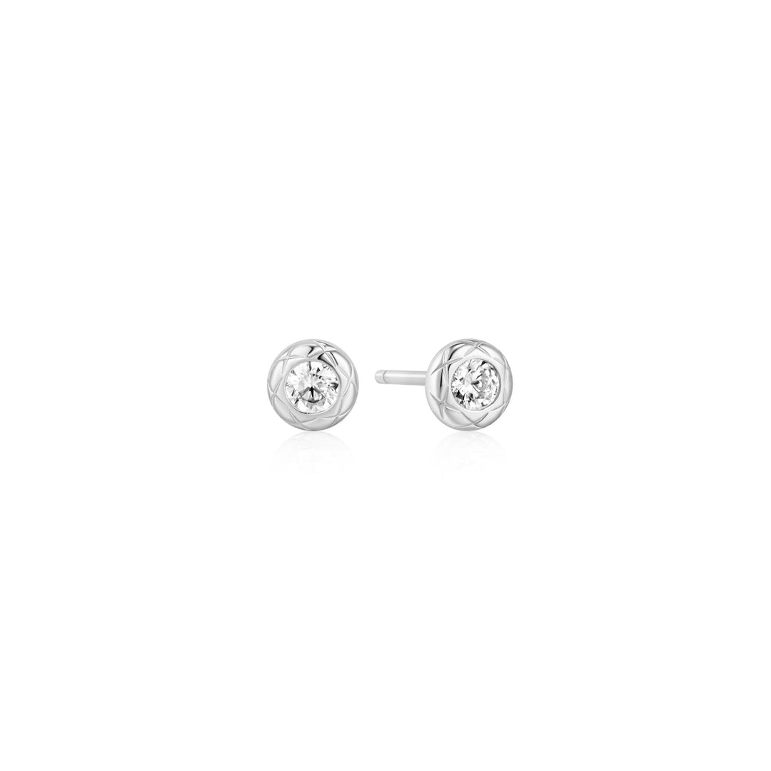 Ania Haie Silver Textured Bezel-Set Stud Earrings - B &amp; S Lyncris Jewellers