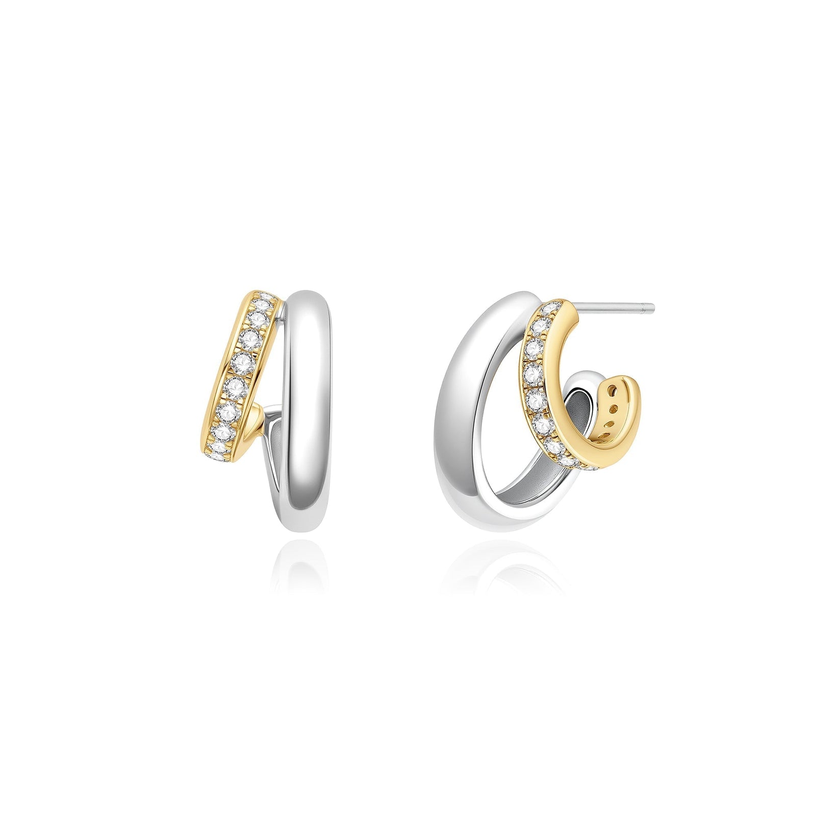Ania Haie Two-Tone Sparkling Stud Hoop Earrings - B & S Lyncris Jewellers