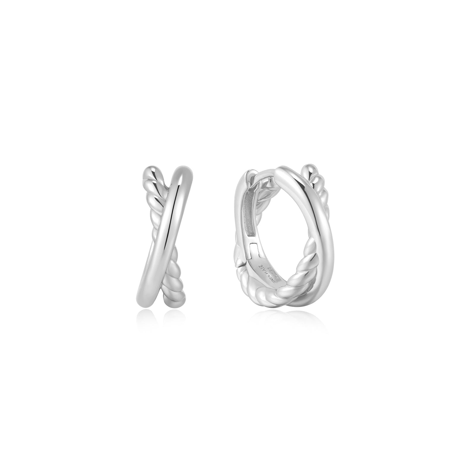 Ania Haie Silver Entwined Dual Huggie Hoop Earrings - B & S Lyncris Jewellers