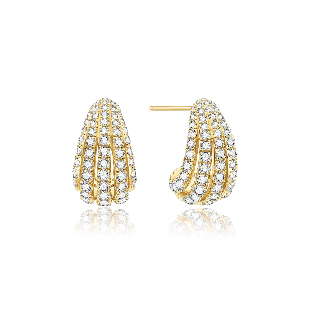 Ania Haie Gold Pave Shrimp Stud Hoop Earrings - B &amp; S Lyncris Jewellers