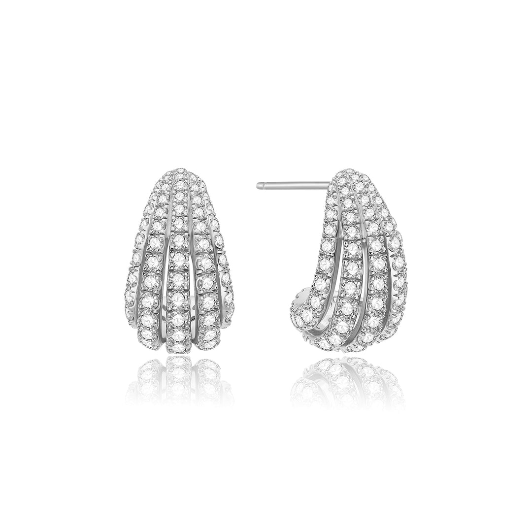Ania Haie Silver Pave Shrimp Stud Hoop Earrings - B &amp; S Lyncris Jewellers