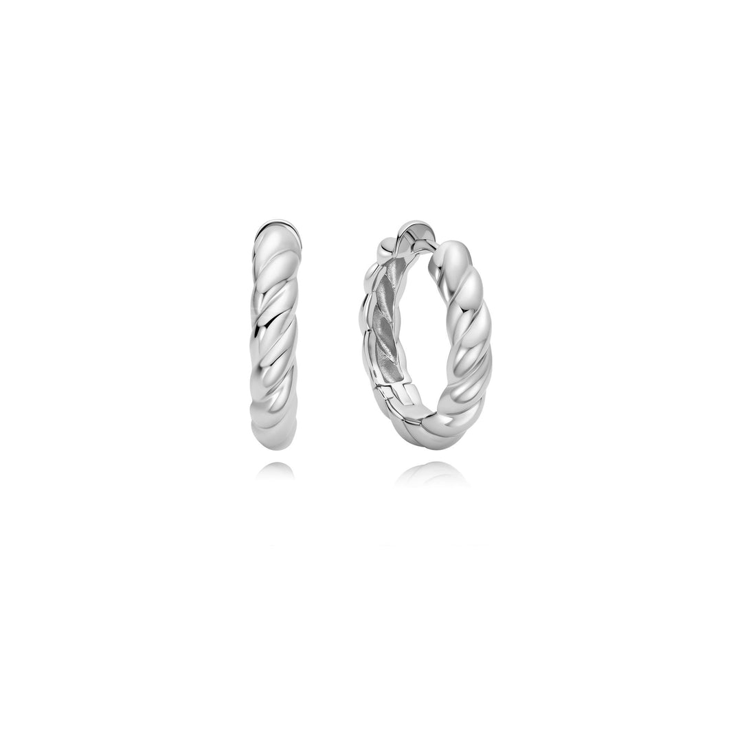 Ania Haie Silver Twisted Huggie Hoop Earrings - B &amp; S Lyncris Jewellers