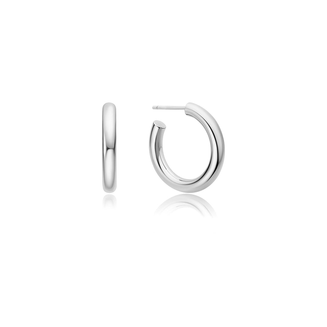 Ania Haie Silver Classic Tube Medium Huggie Hoop Earrings - B &amp; S Lyncris Jewellers