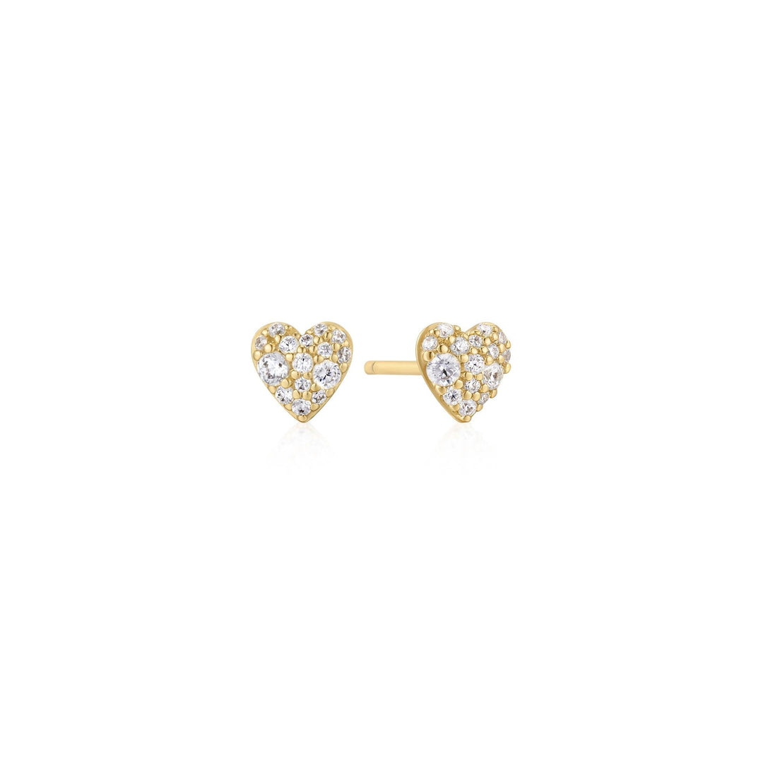 Ania Haie Gold Pave Heart Stud Earrings - B &amp; S Lyncris Jewellers