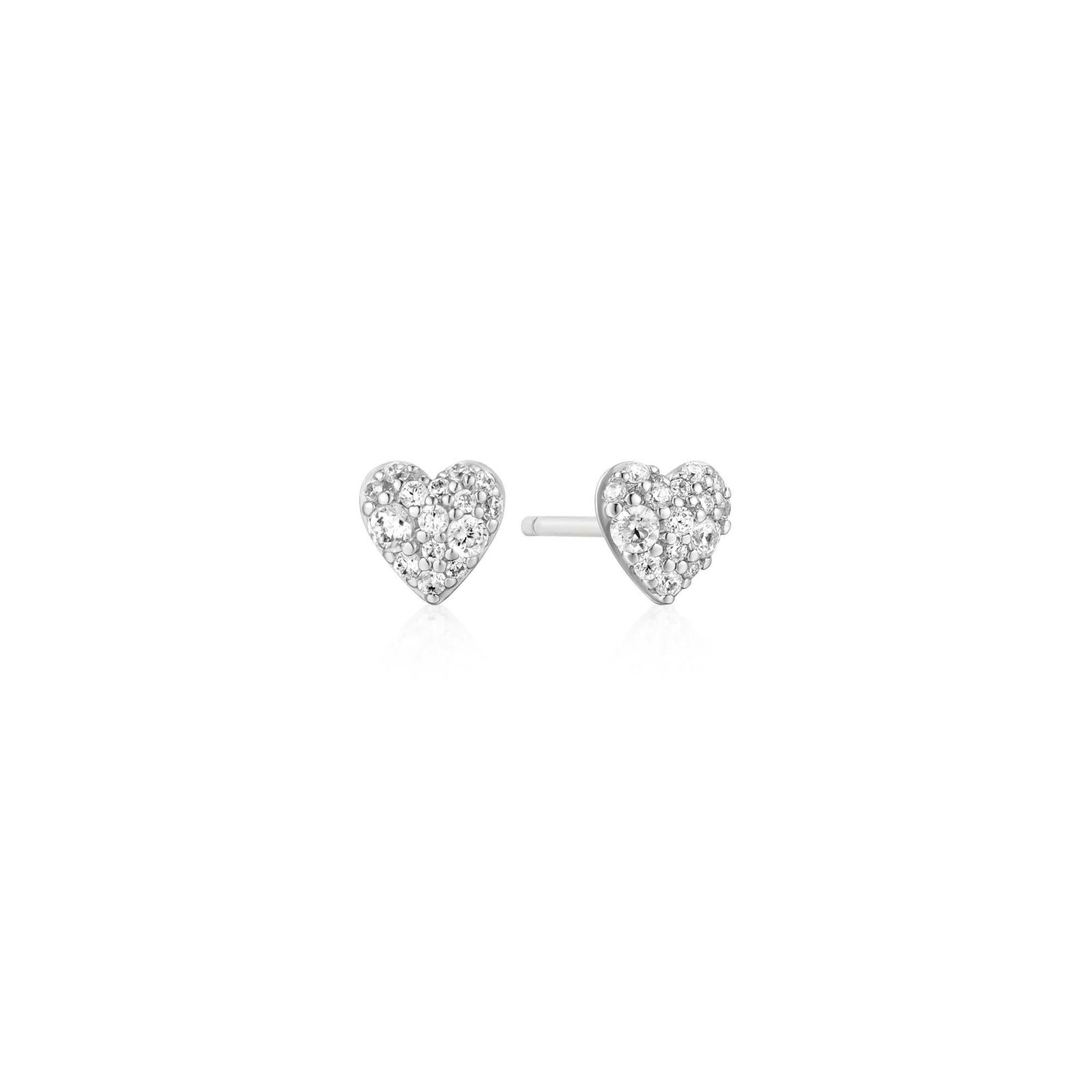 Ania Haie Silver Pave Heart Stud Earrings - B & S Lyncris Jewellers