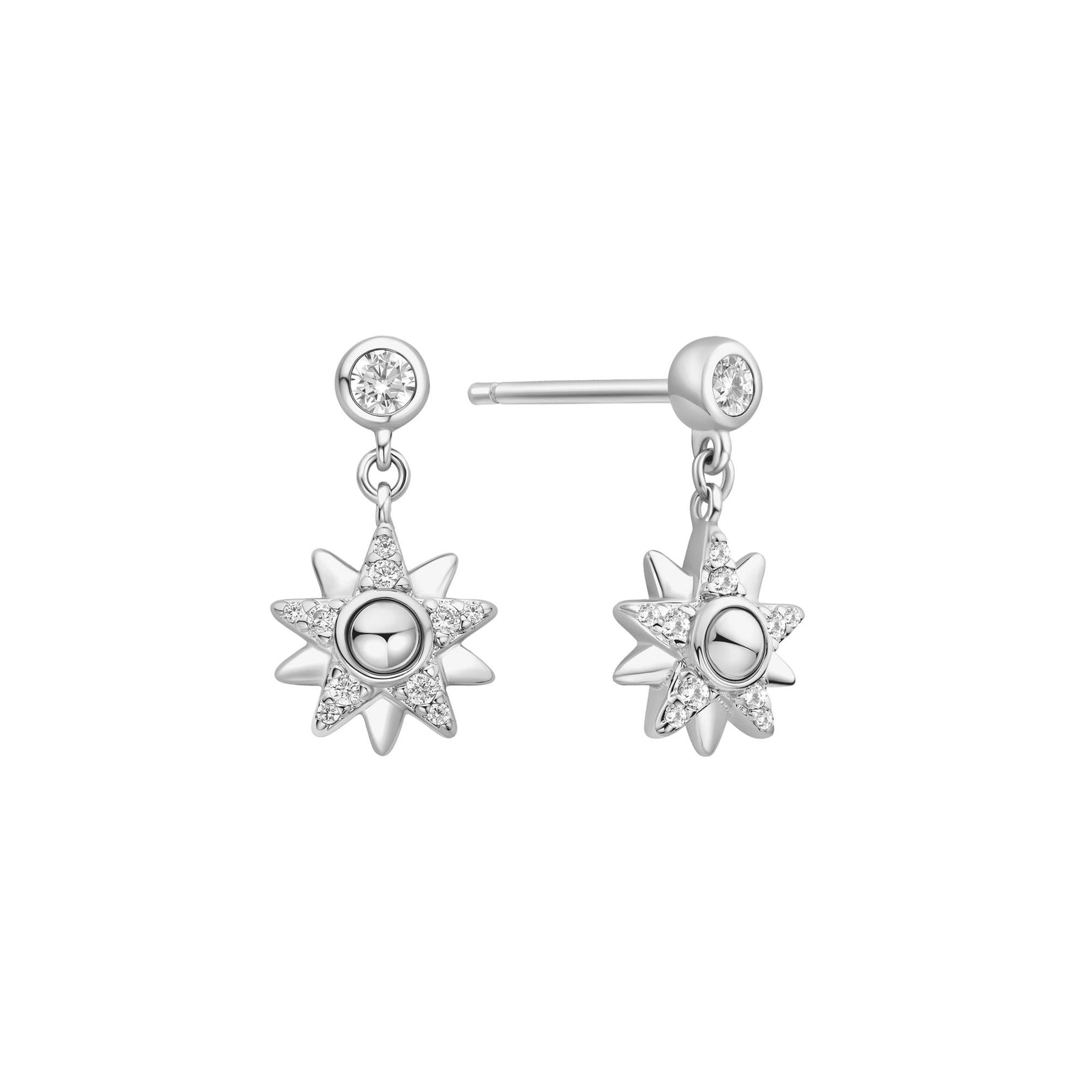 Ania Haie Silver Sunburst Dangle Stud Earrings - B & S Lyncris Jewellers