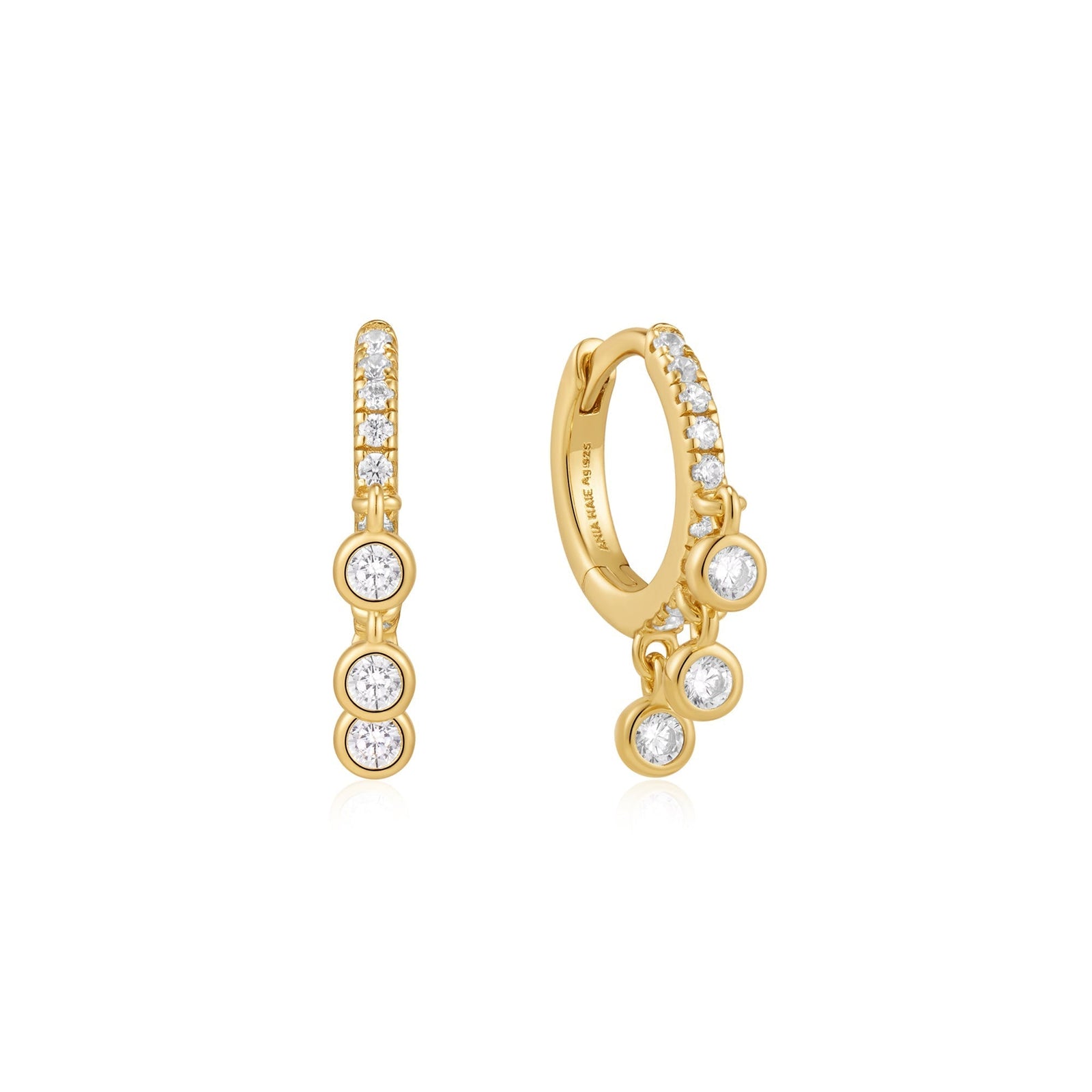 Ania Haie Gold Trio-Drop Huggie Hoop Earrings - B & S Lyncris Jewellers