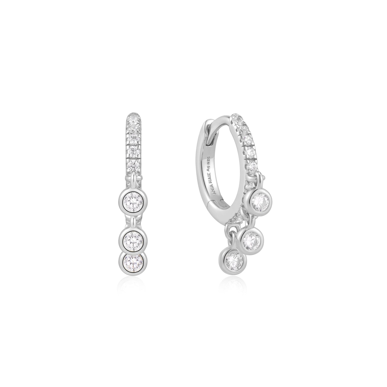Ania Haie Silver Trio-Drop Huggie Hoop Earrings - B & S Lyncris Jewellers