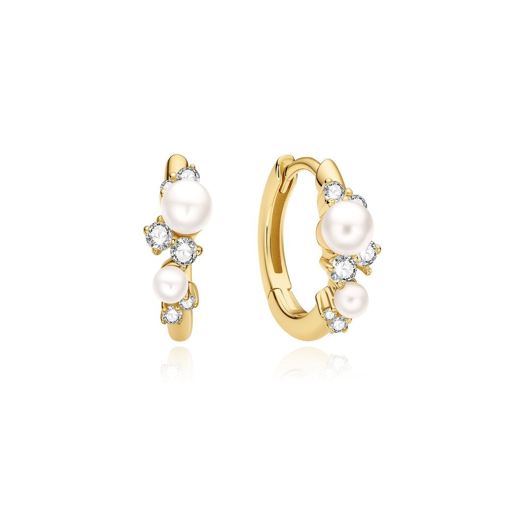 Ania Haie Gold Shell Pearl Cluster Huggie Hoop Earrings - B &amp; S Lyncris Jewellers