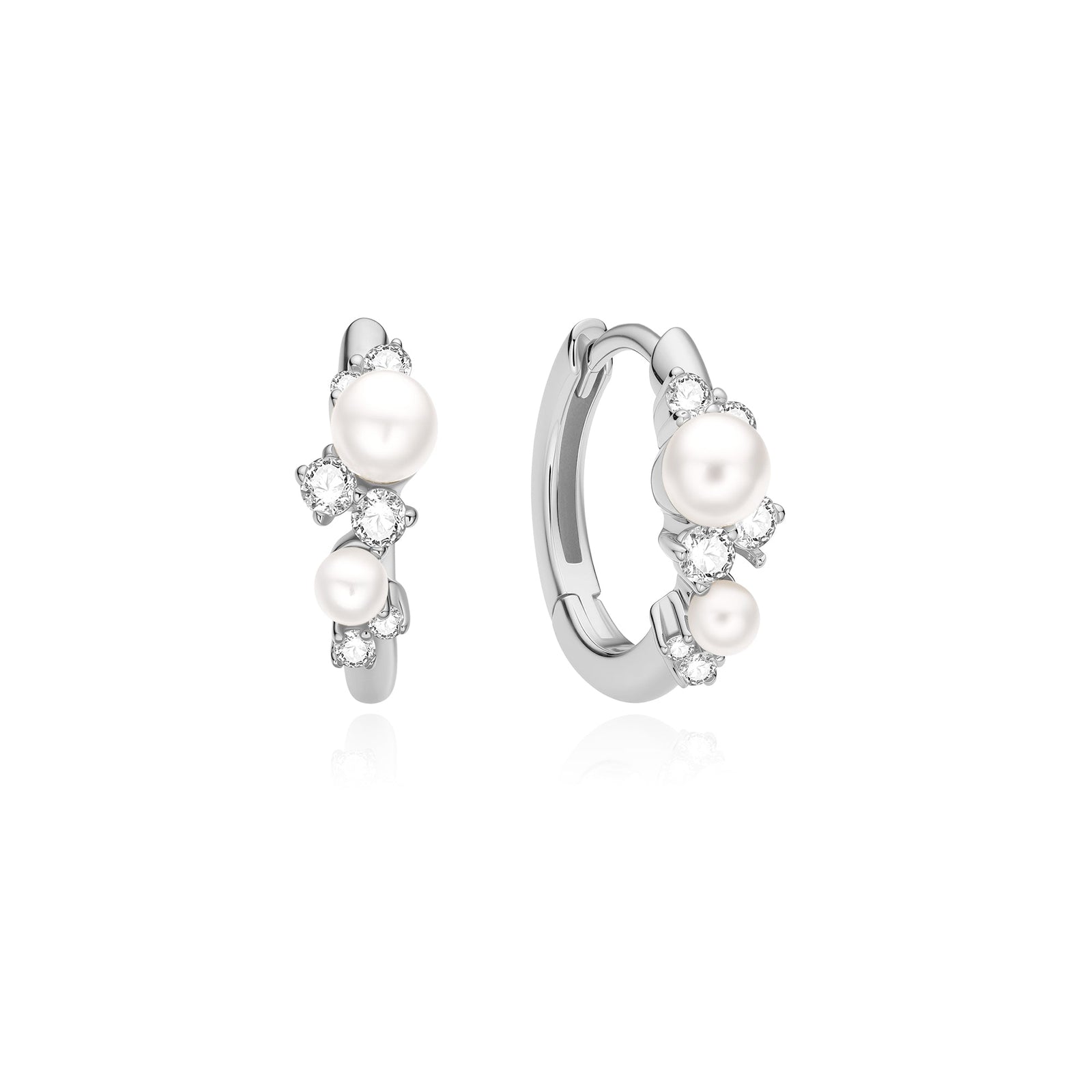 Ania Haie Silver Shell Pearl Cluster Huggie Hoop Earrings - B & S Lyncris Jewellers