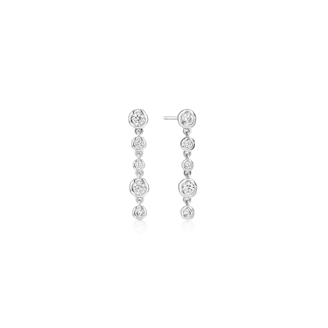 Ania Haie Silver Molten Cascade Bezel-Set Drop Stud Earrings - B &amp; S Lyncris Jewellers