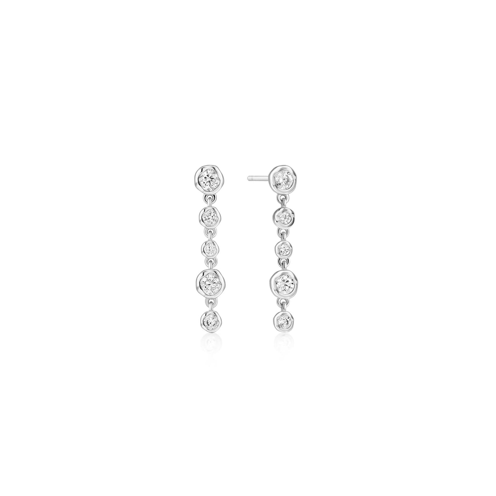 Ania Haie Silver Molten Cascade Bezel-Set Drop Stud Earrings - B & S Lyncris Jewellers