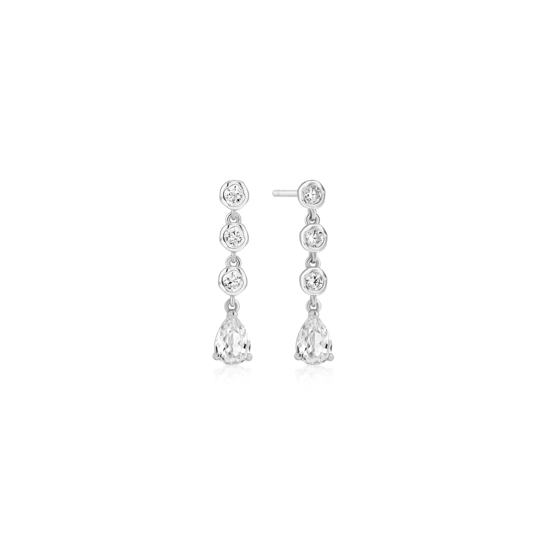 Ania Haie Silver Molten Cascade Bezel-Set Teardrop Stud Earrings - B &amp; S Lyncris Jewellers