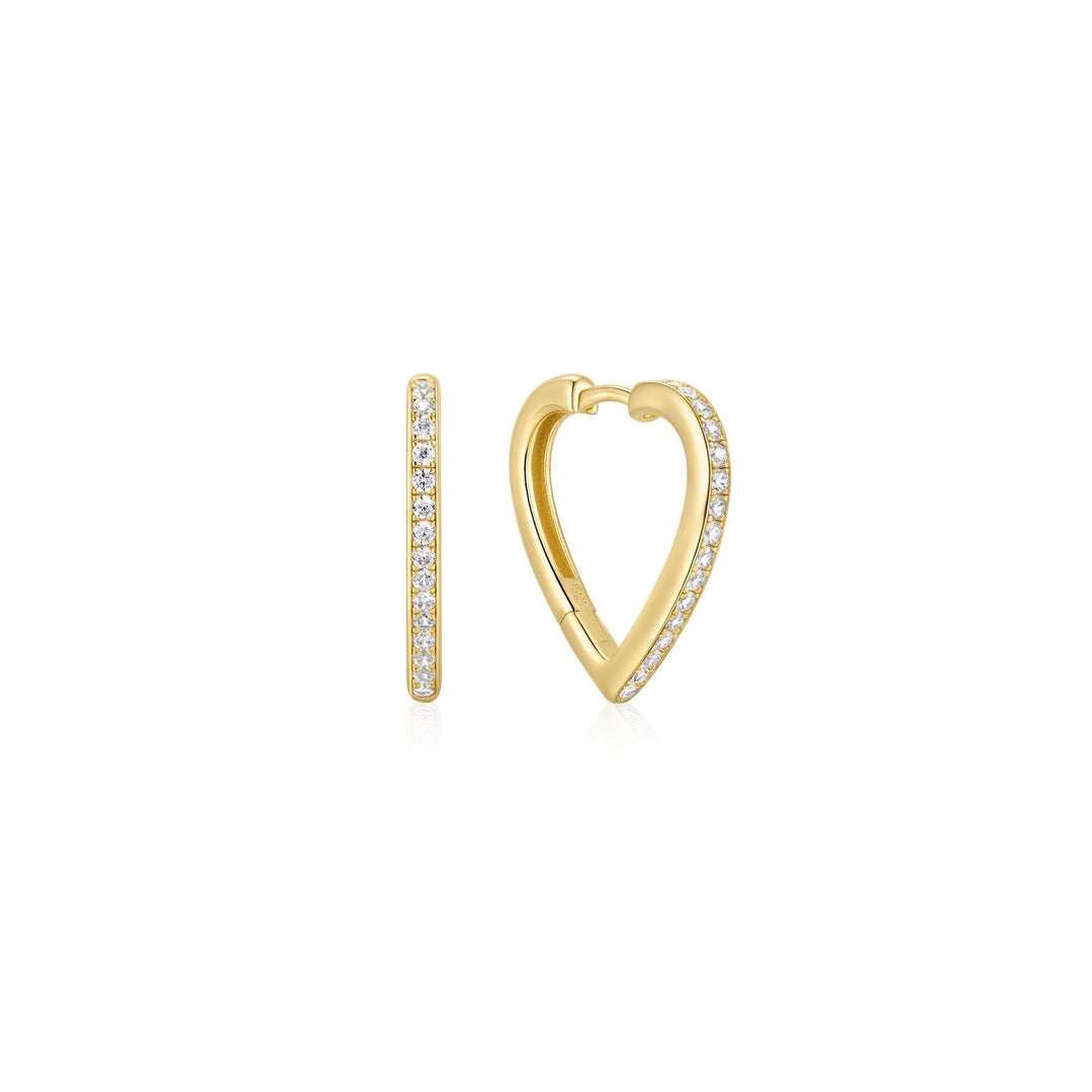 Ania Haie Gold Medium Sparkle Heart Huggie Hoop Earrings - B &amp; S Lyncris Jewellers