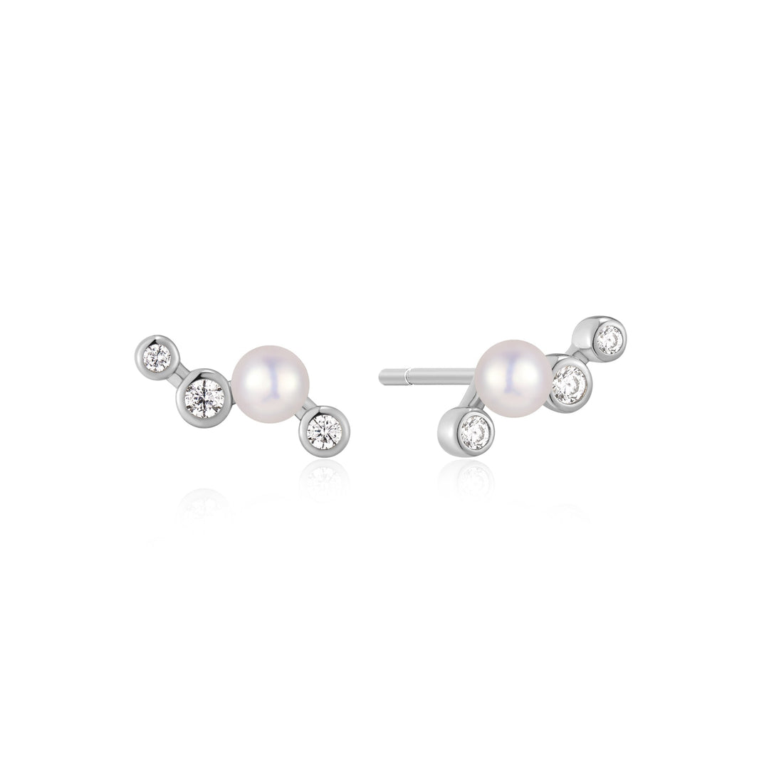 Ania Haie Silver Zig-Zag Shell Pearl Stud Earrings - B &amp; S Lyncris Jewellers