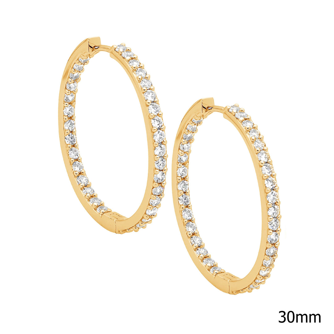 Ellani Gold CZ Large Hoop Earrings