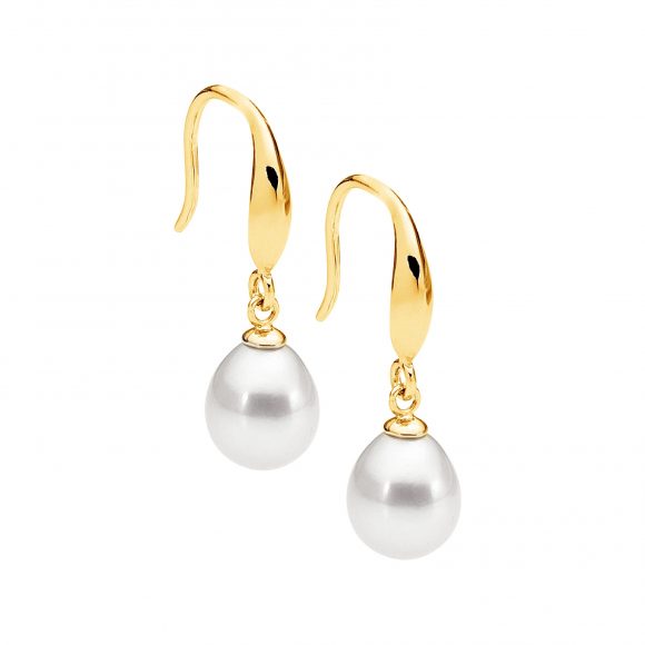Ellani Gold Freshwater Pearl Drop Earrings