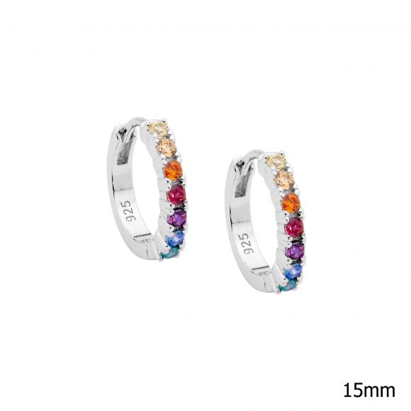 Ellani Sterling Silver Colourful Hoop Earrings