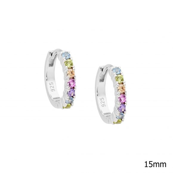Ellani Sterling Silver Colourful Hoop Earrings