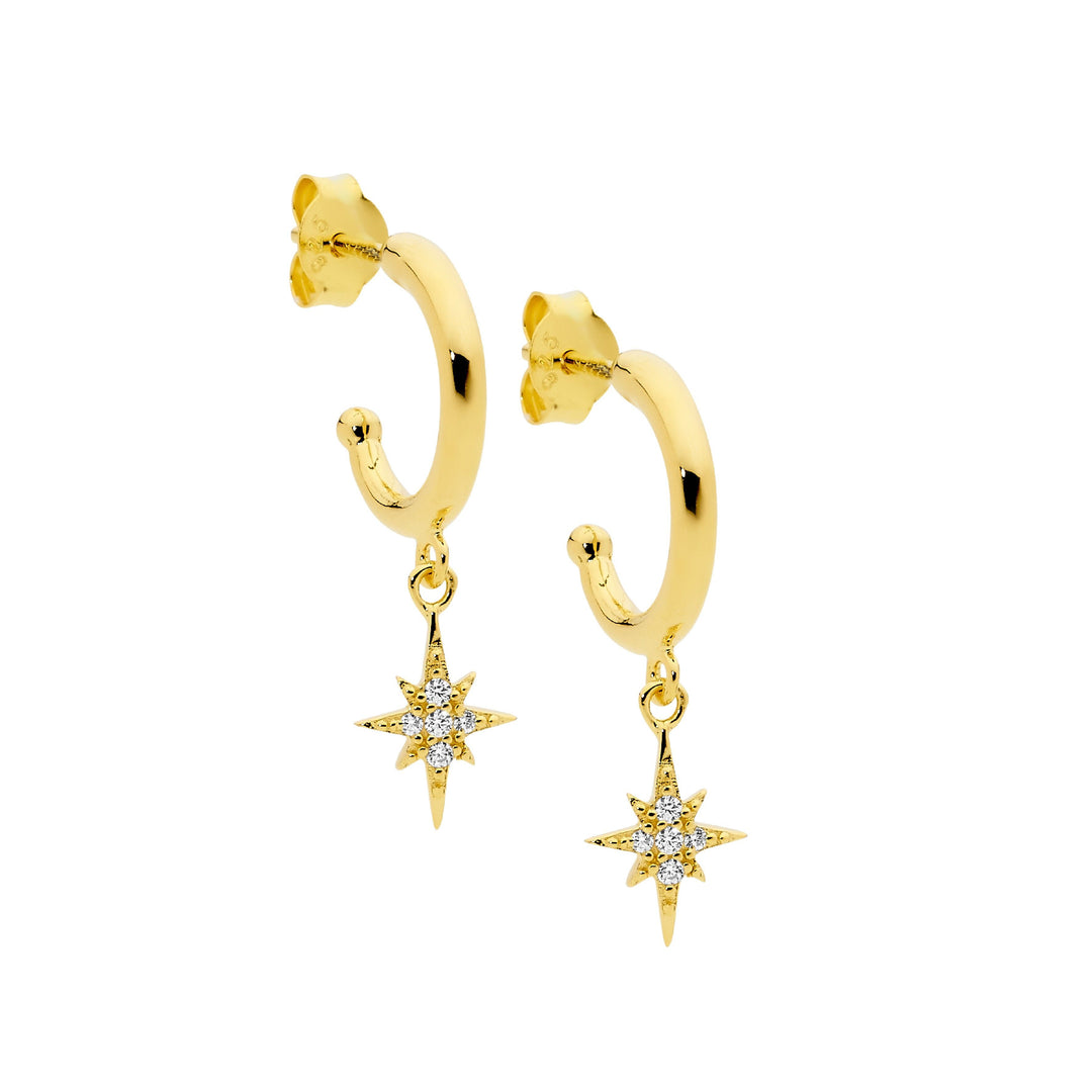 Ellani Gold Star Drop Earrings