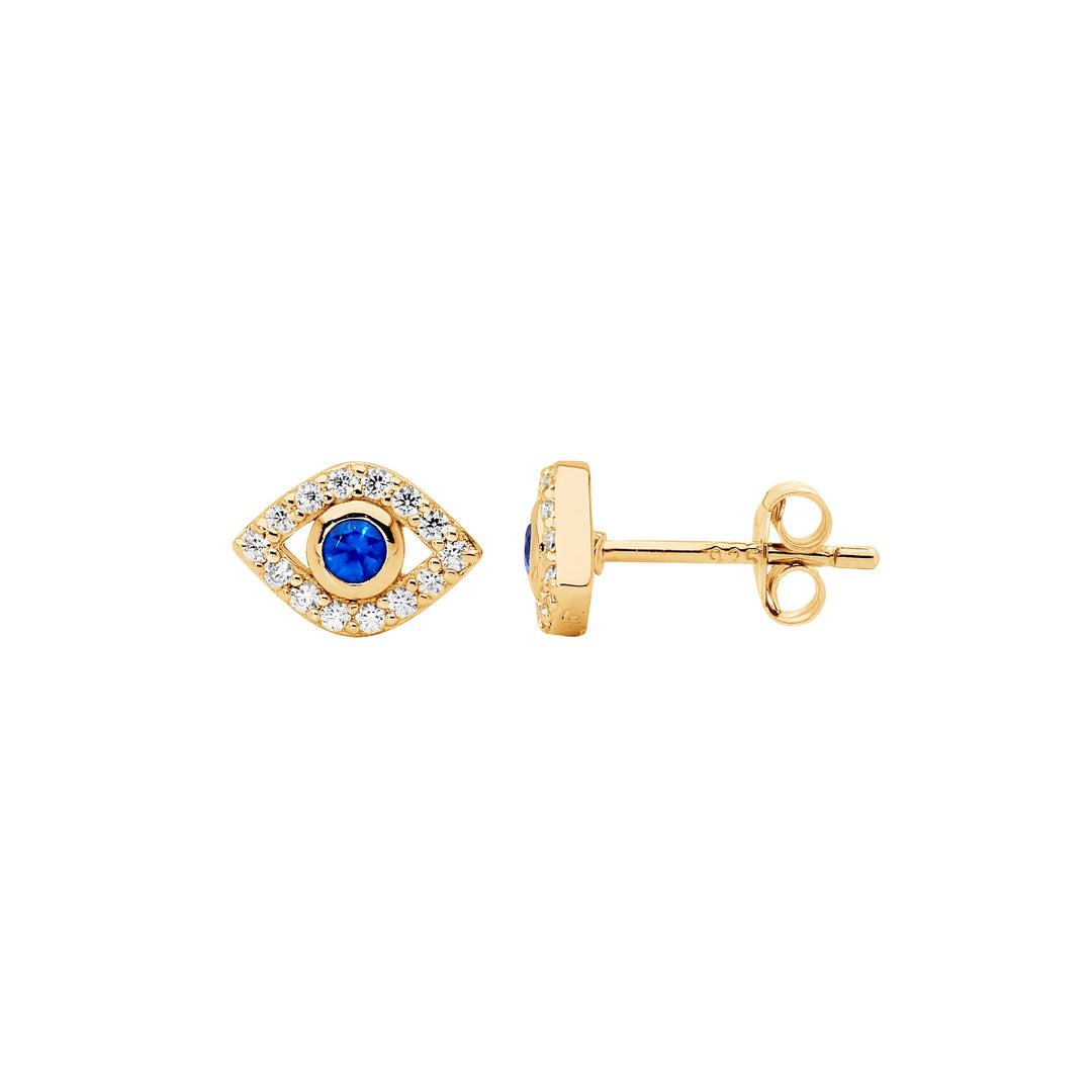 Ellani Gold Evil Eye Stud Earrings