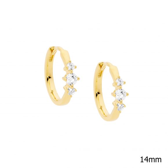 Ellani Yellow Gold Fancy Hoop Earrings
