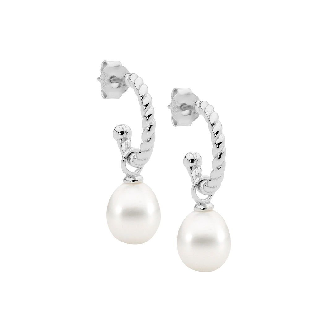Ellani Silver Freshwater Pearl Drop Earrings