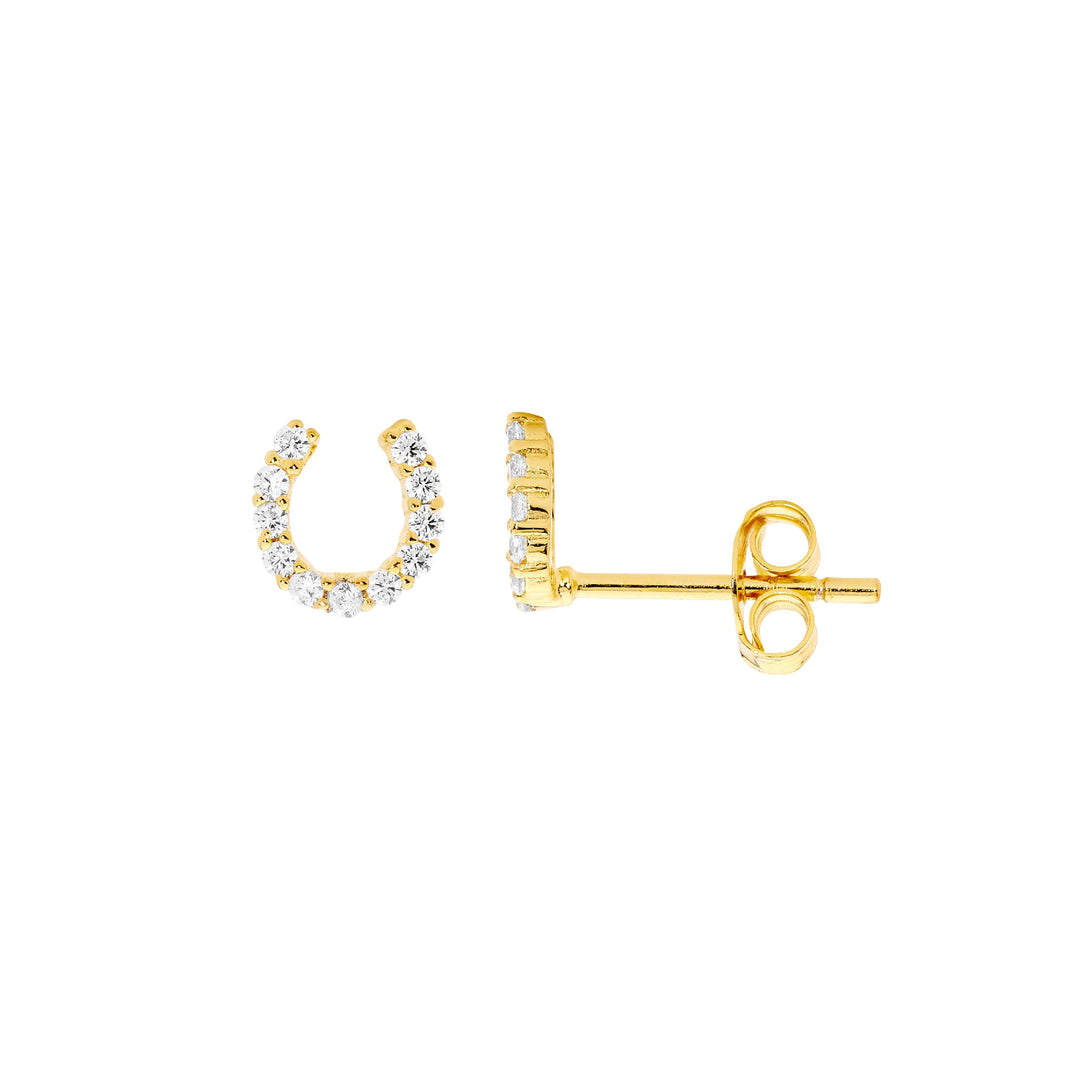Ellani Gold Horse Shoe Stud Earrings