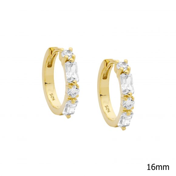 Ellani Yellow Gold Fancy Hoop Earrings
