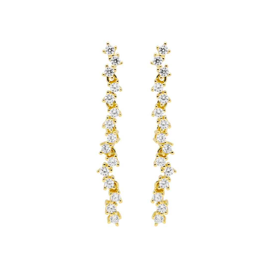 Ellani Gold CZ Fancy Drop Earrings