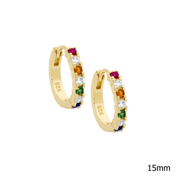 Ellani Gold Colourful Hoop Earrings