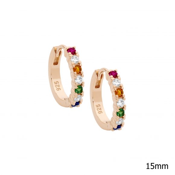 Ellani Rose Gold Colourful Hoop Earrings