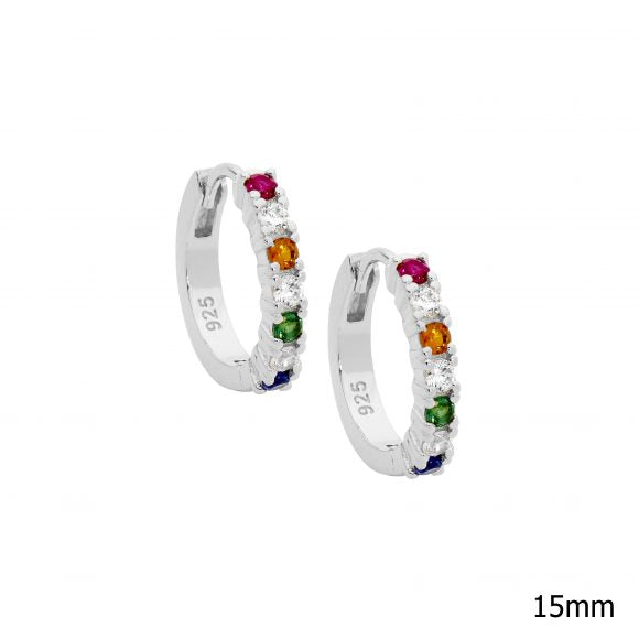 Ellani Sterling Silver Colourful Hoop Earrings