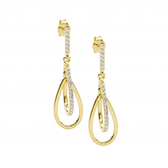 Ellani Gold Double Open Teardrop Earrings