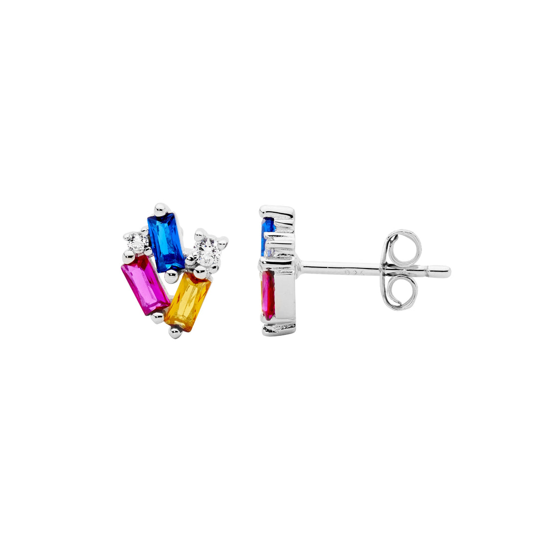 Ellani Silver Colourful Stud Earrings