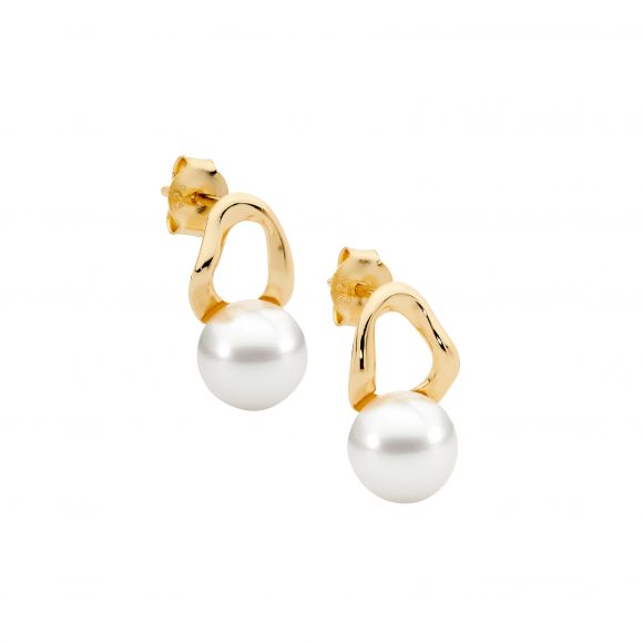 Ellani Gold Freshwater Pearl Stud Earrings