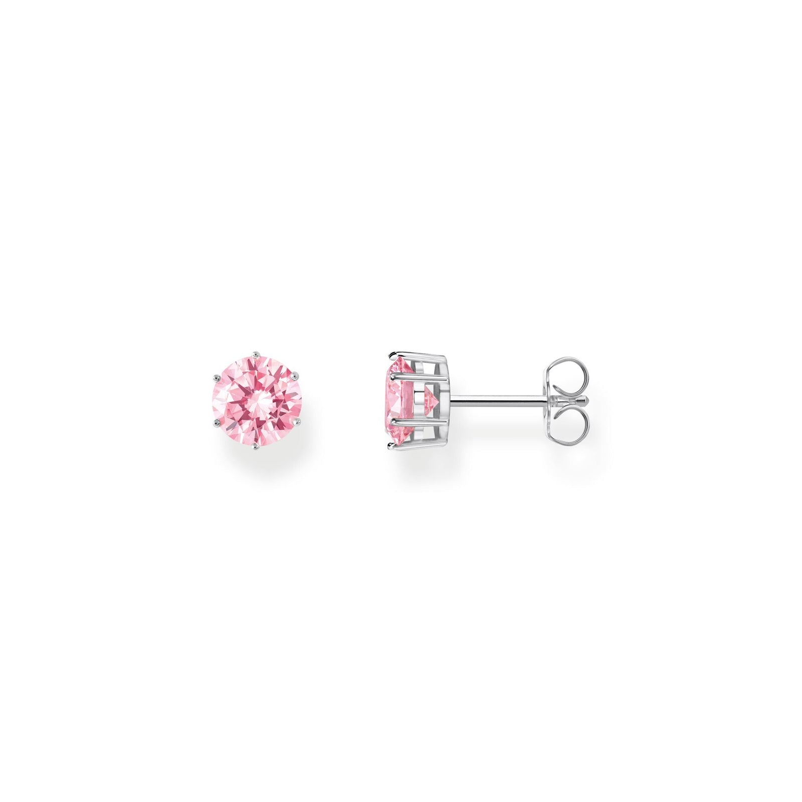 THOMAS SABO Ear studs with big, pink zirconia - B & S Lyncris Jewellers