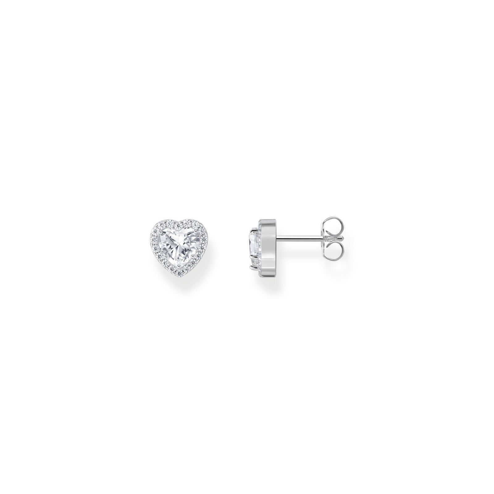 THOMAS SABO Heart-shaped halo ear studs with zirconia - B & S Lyncris Jewellers