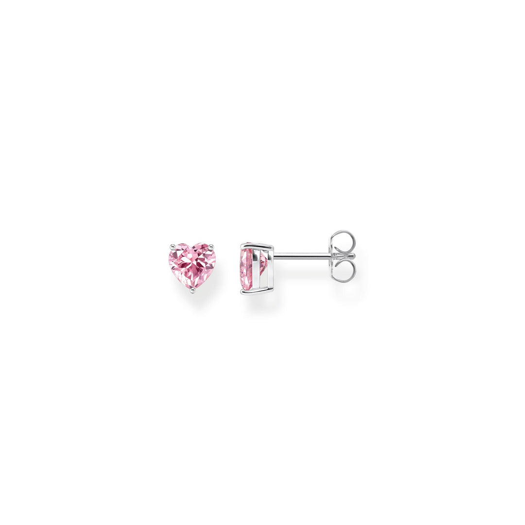 THOMAS SABO Ear studs heart-shaped with pink zirconia - B &amp; S Lyncris Jewellers