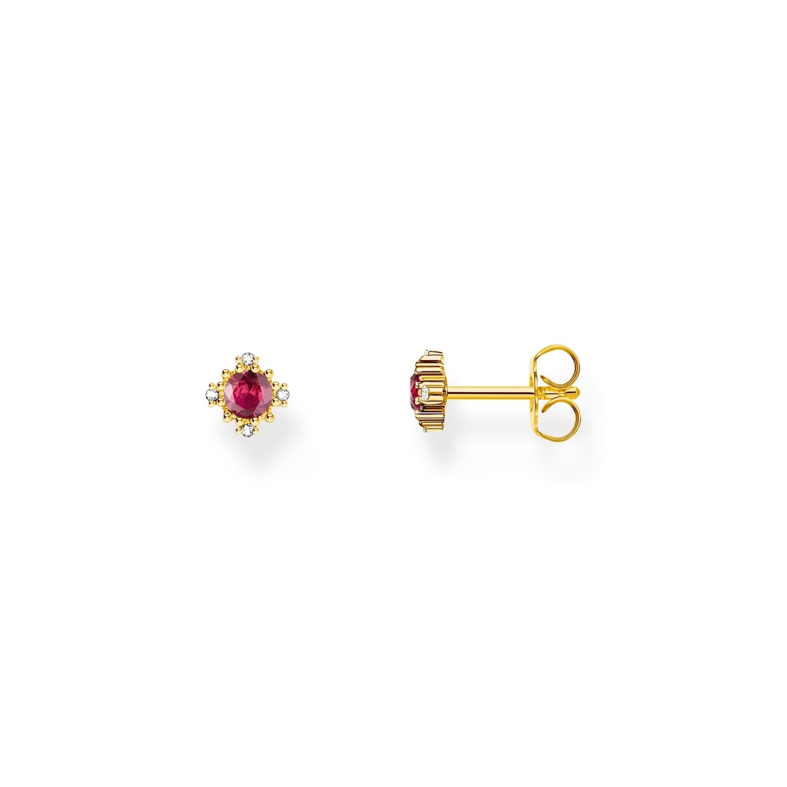 THOMAS SABO Vintage Romance Small ear studs with red sapphire - B & S Lyncris Jewellers