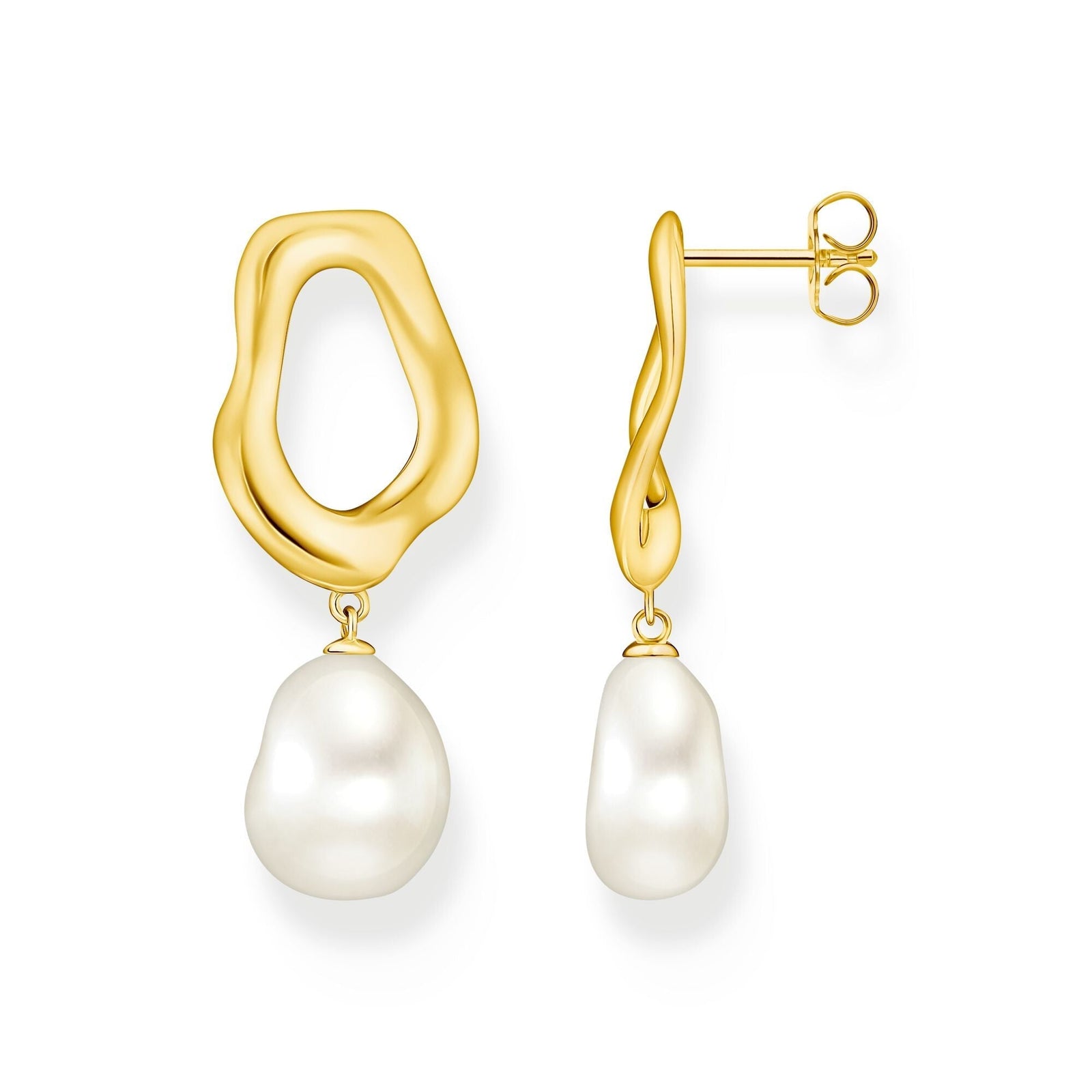 THOMAS SABO Stud Earrings with Freshwater Pearls in Gold - B & S Lyncris Jewellers