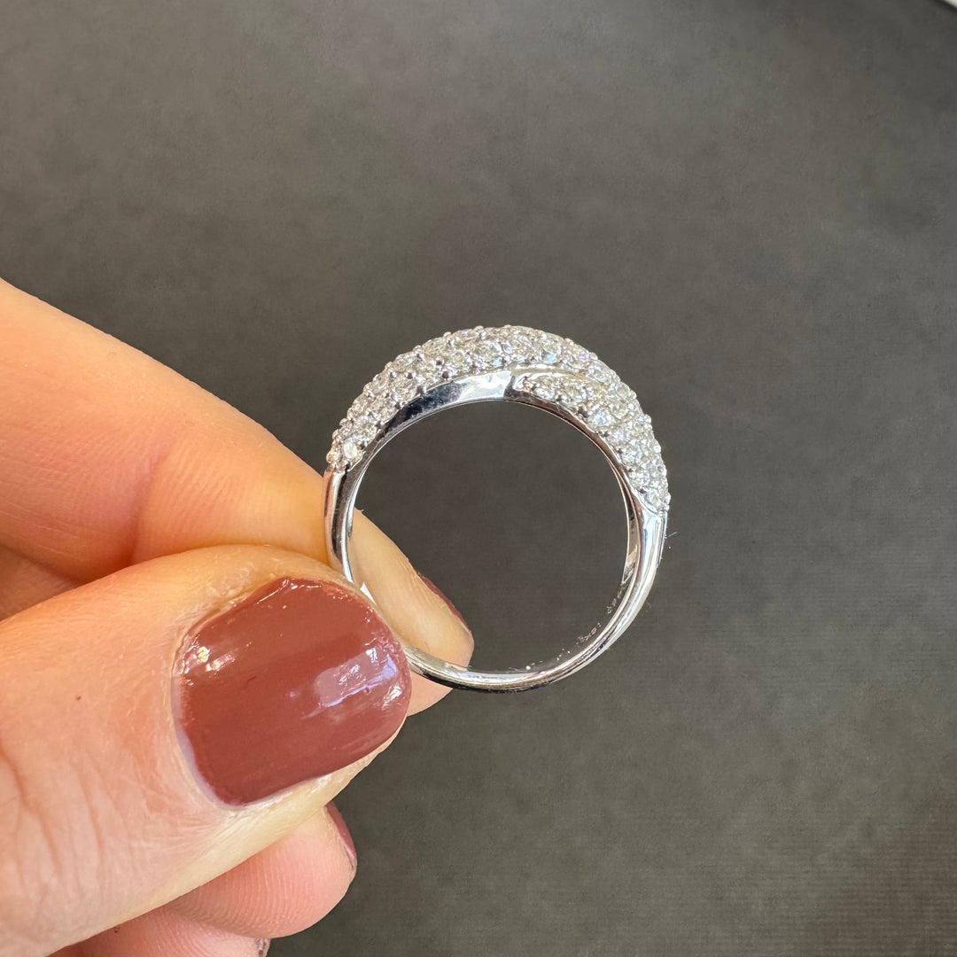 18ct White Gold Overlapped Diamond Ring