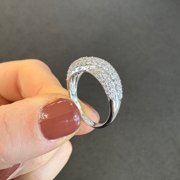 18ct White Gold Overlapped Diamond Ring