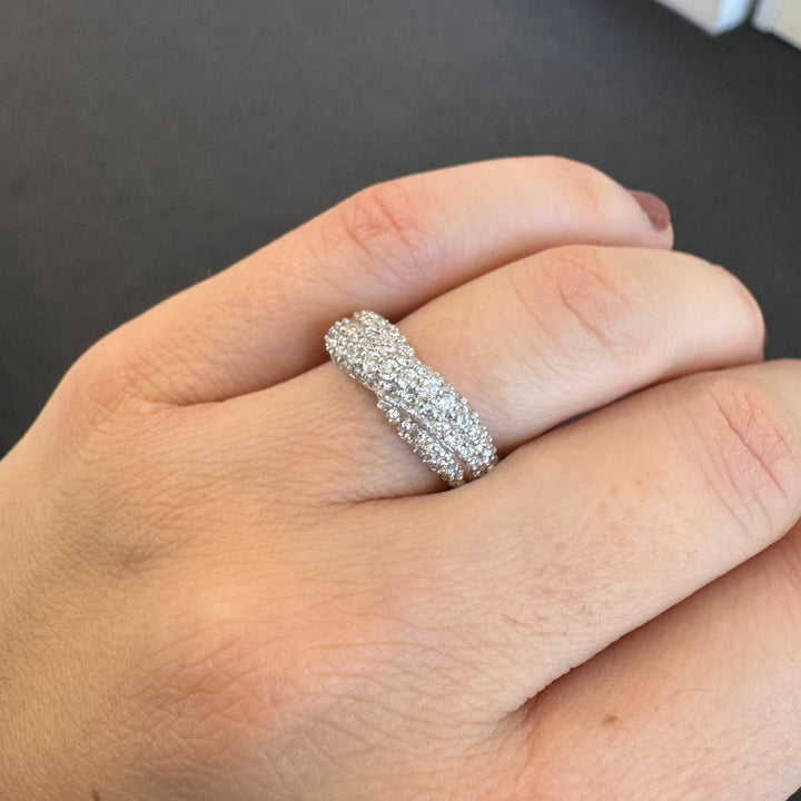 18ct White Gold Overlapped Diamond Ring