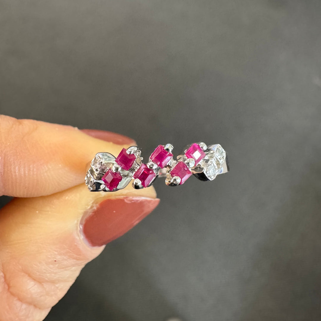 9ct White Gold Ruby & Diamond Ring
